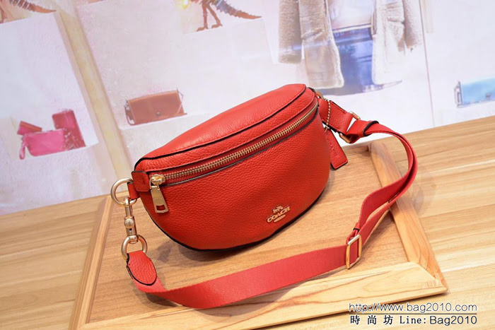 COACH蔻馳 原單新款 39939 真牛皮荔枝紋 女士腰包  Chz1564